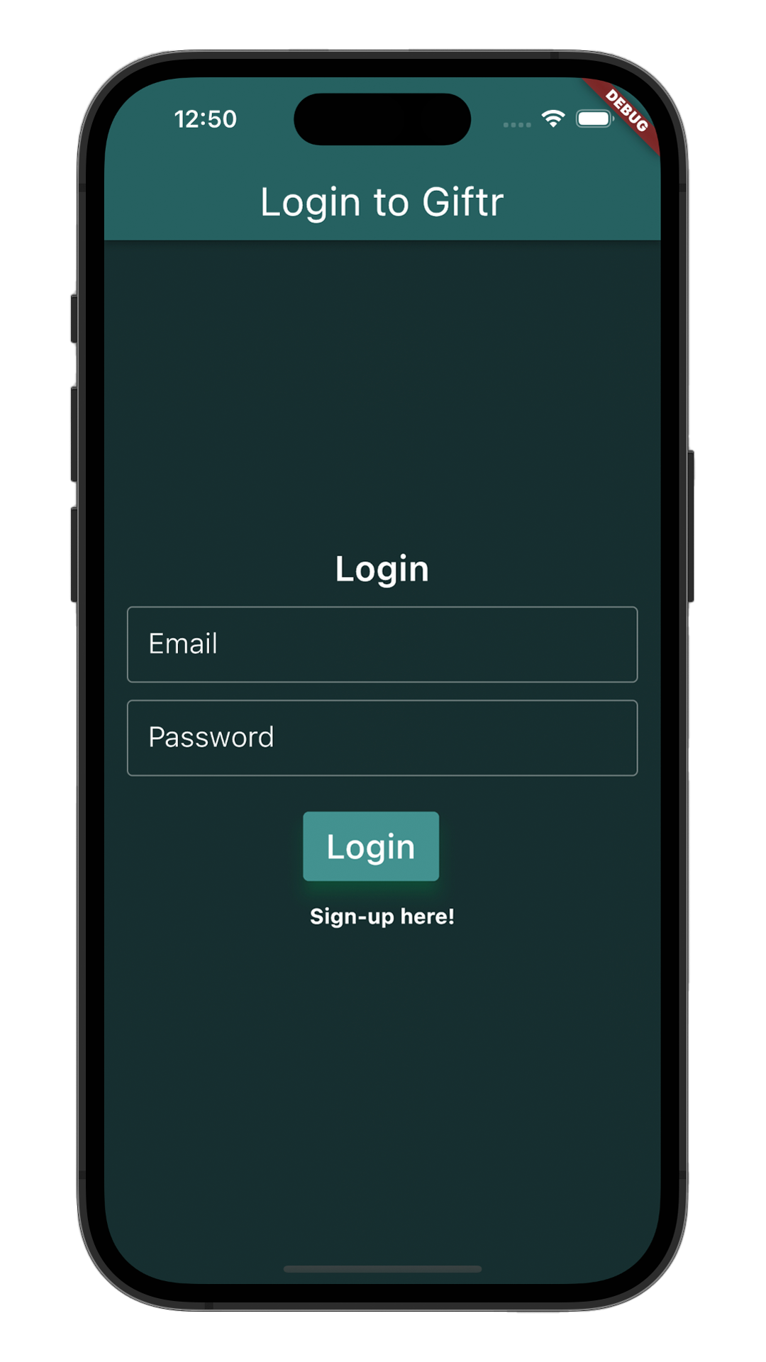 Picture of a Flutter gifting application.